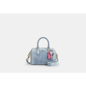 Mini Rowan Crossbody Bag In Loved Denim With Charms
